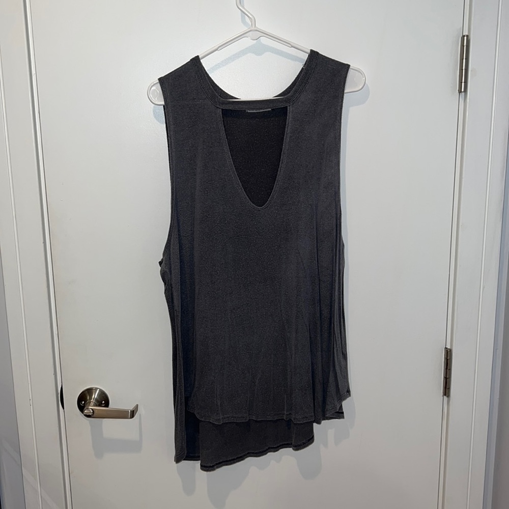 Grey V- Cut tank top